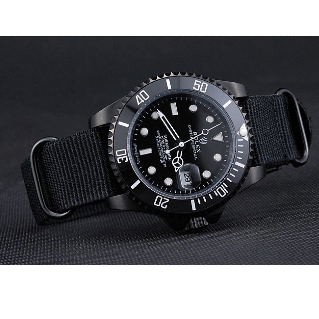 Aaa fake watches Black Nylon 622006 Strap Submariner Rolex 0806
